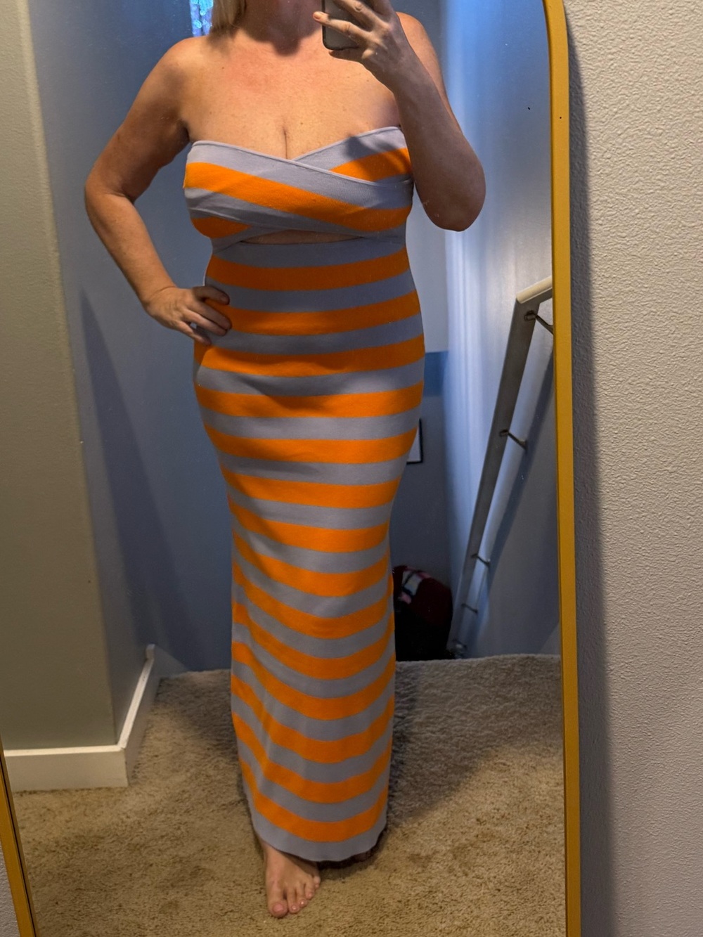 Striped Orange and Blue Maxi Dress - Picture 3 of 3